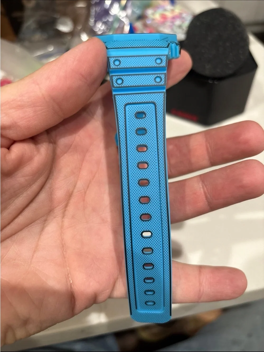 G-Shock Bright Blue Resin Sport Watch with Red Accent
